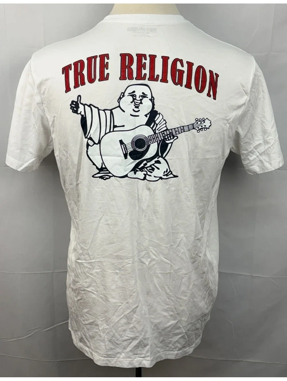 True Religion Men's Size 2XL White Spell Out Logo Graphic Crewneck T-Shirt